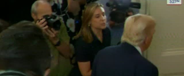 Trump runs away from reporters as soon as he has asked Jeffrey Epstein