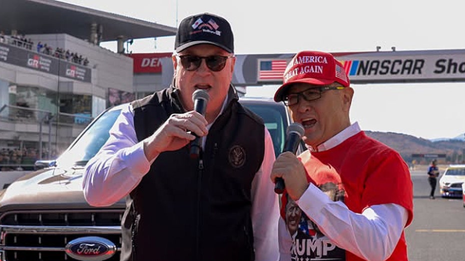Toyota CEO Akio Toyoda goes MAGA during the NASCAR race in Japan