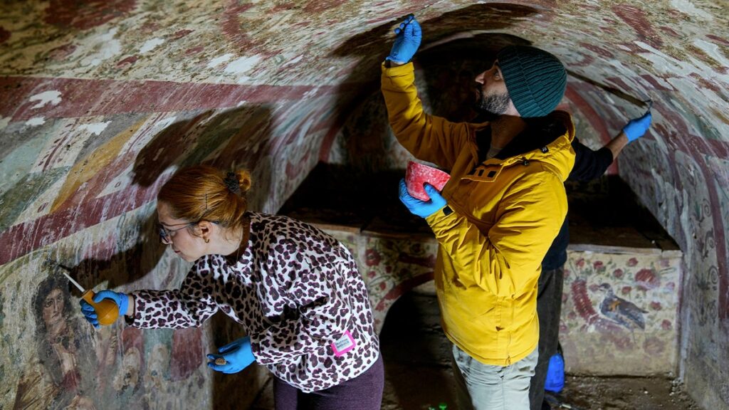Archaeologists discover rare Roman-style Jesus fresco in tomb in Turkey