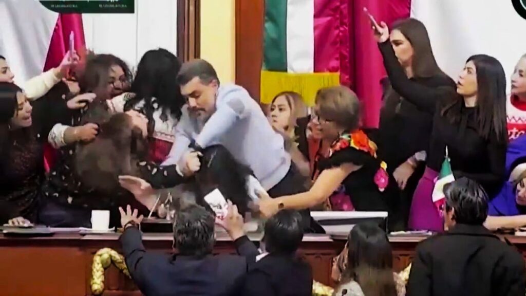 Mexican lawmakers fight and pull hair during a heated congressional debate