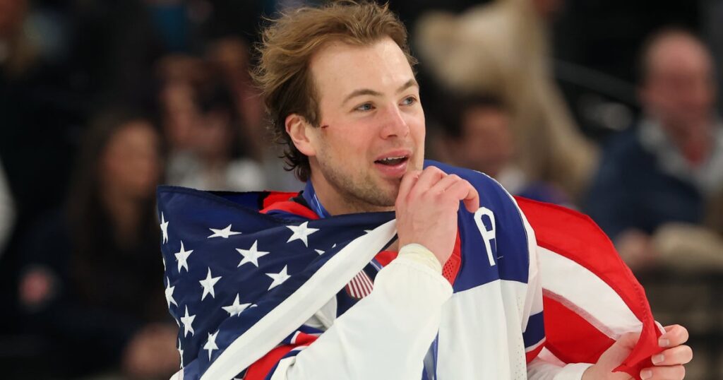 US men’s hockey player clarifies response to Trump’s joke
