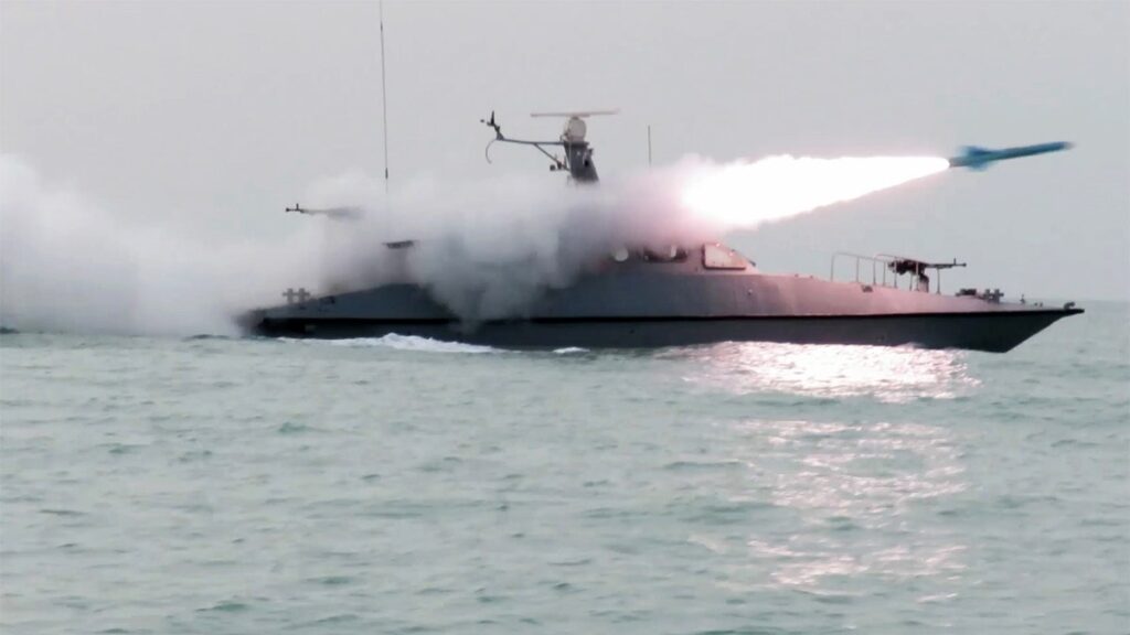 Iran fires missiles in the Strait of Hormuz during naval military exercises